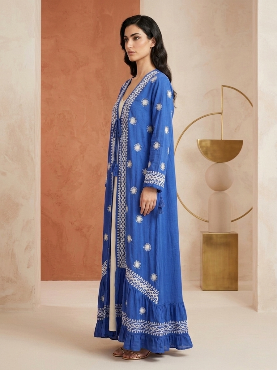 Hand Embroidered Chikankari Modal Overcoat/dress-AL3880