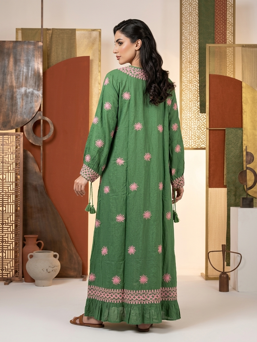 Hand Embroidered Chikankari Modal Overcoat/dress-AL3880
