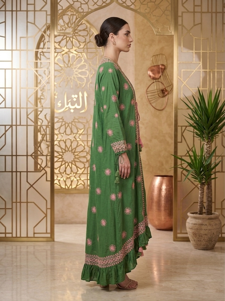 Hand Embroidered Chikankari Modal Overcoat/dress-AL3880