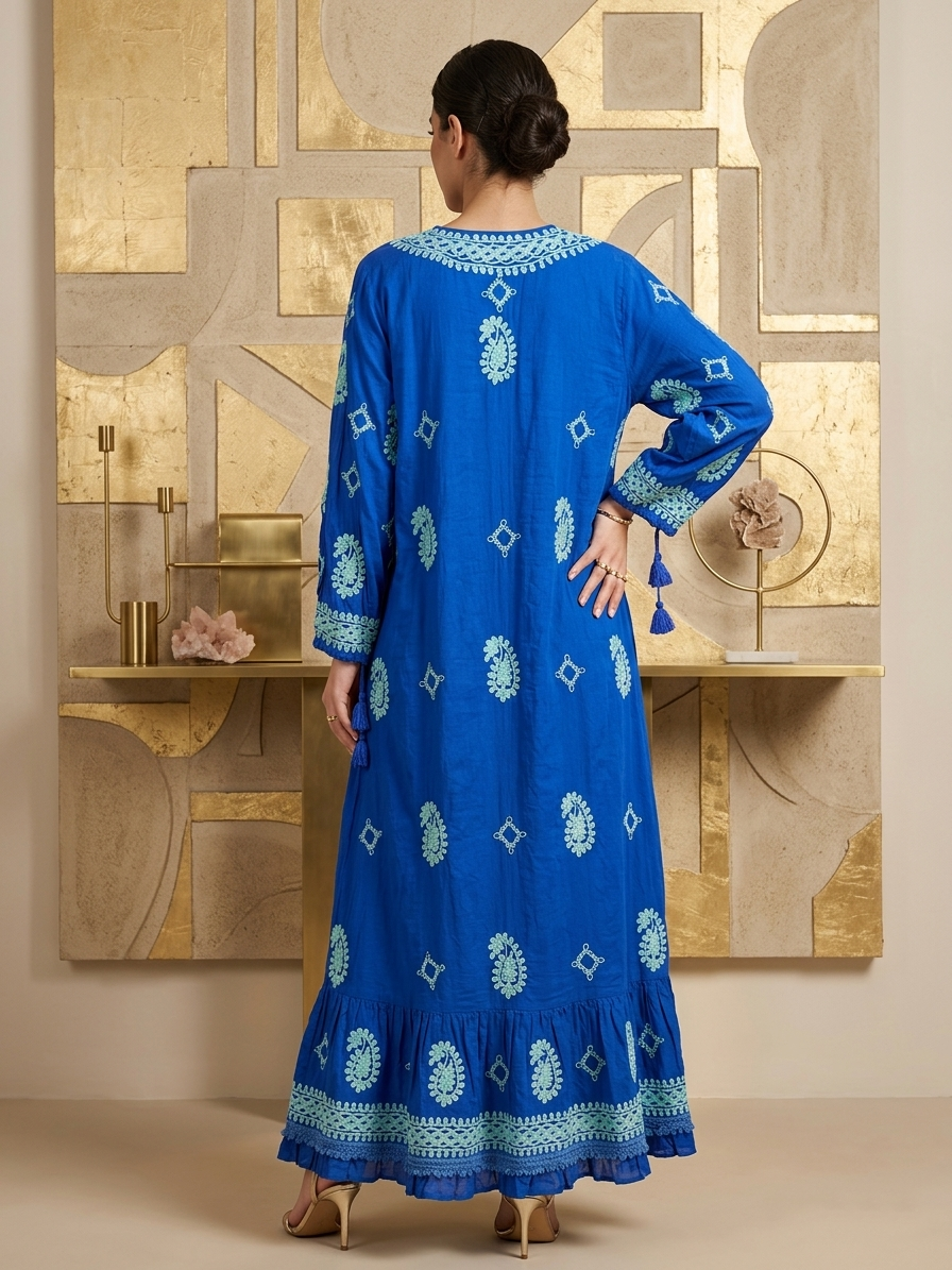 Hand Embroidered Chikankari Modal Overcoat/dress-AL3880