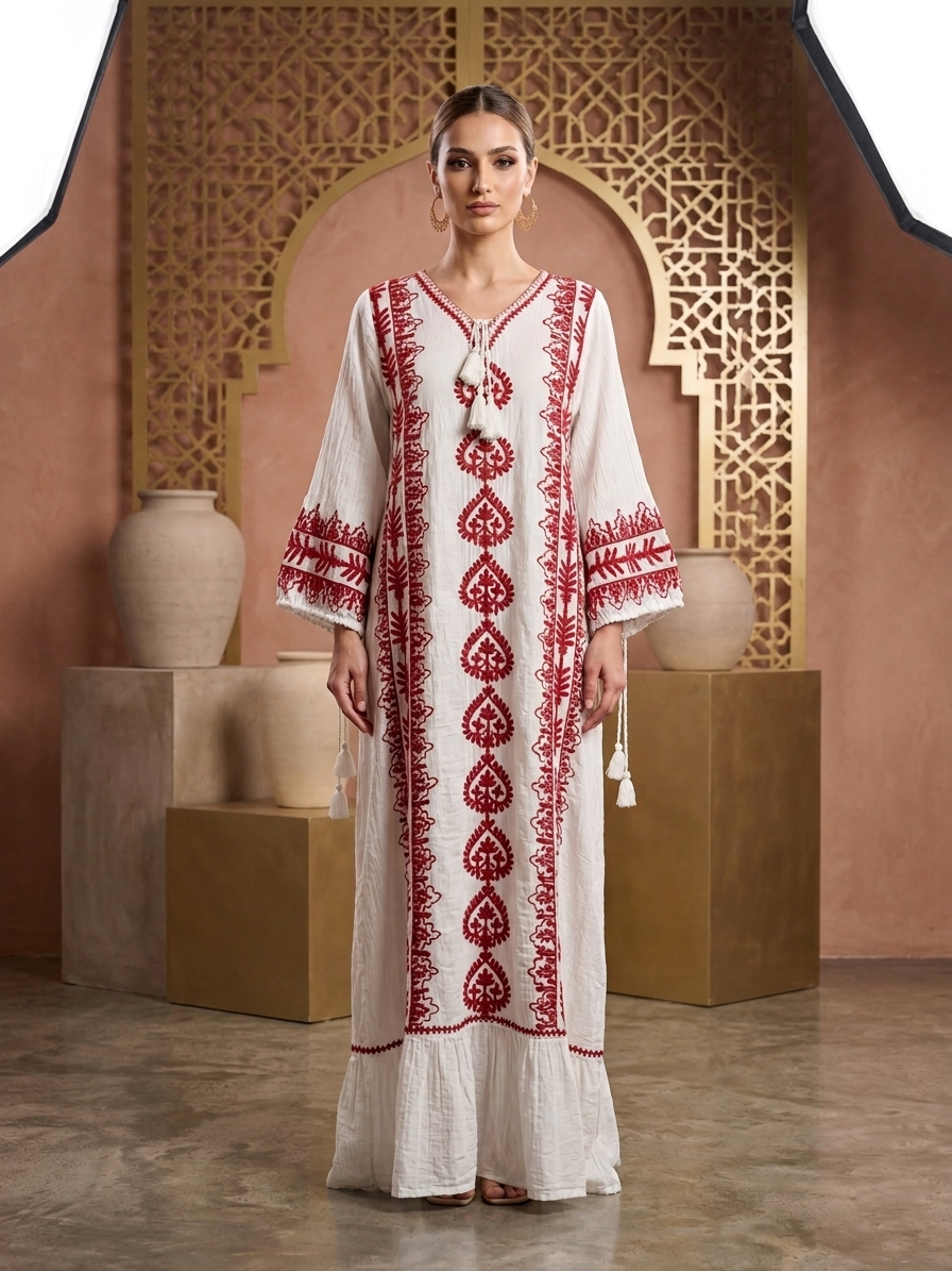 Hand Embroidered Chikankari Modal Jalabiya-AL3938