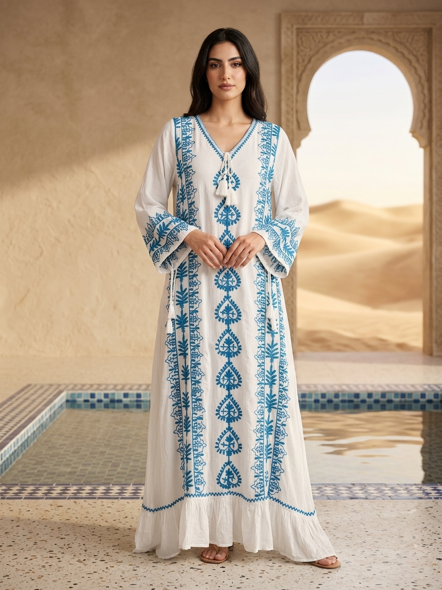 Hand Embroidered Chikankari Modal Jalabiya-AL3938
