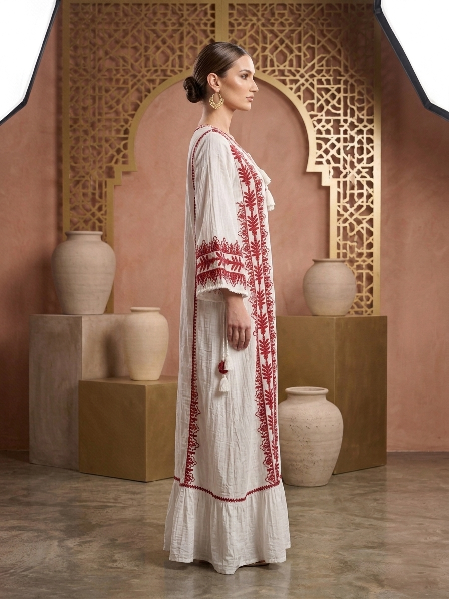 Hand Embroidered Chikankari Modal Jalabiya-AL3938