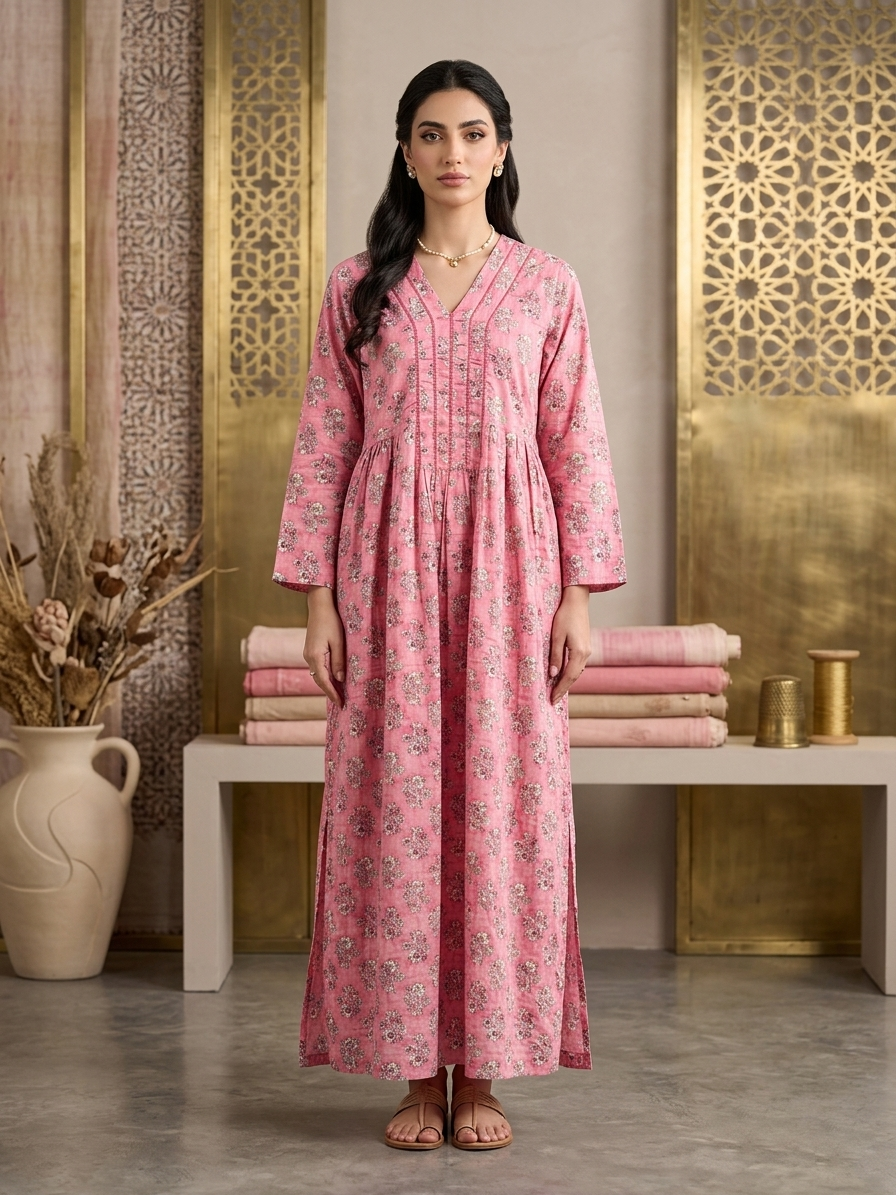 Stylish Printed Cotton Jalabiya -AL4046