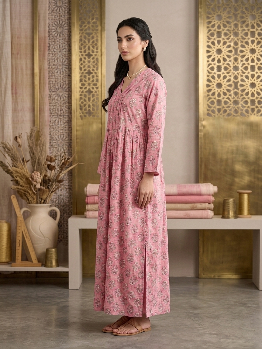 Stylish Printed Cotton Jalabiya -AL4046