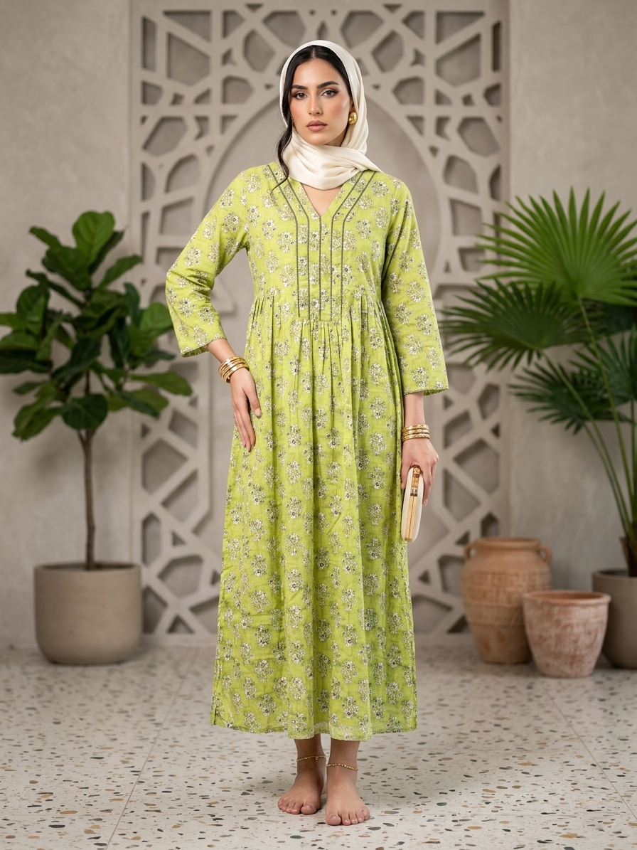 Stylish Printed Cotton Jalabiya -AL4046