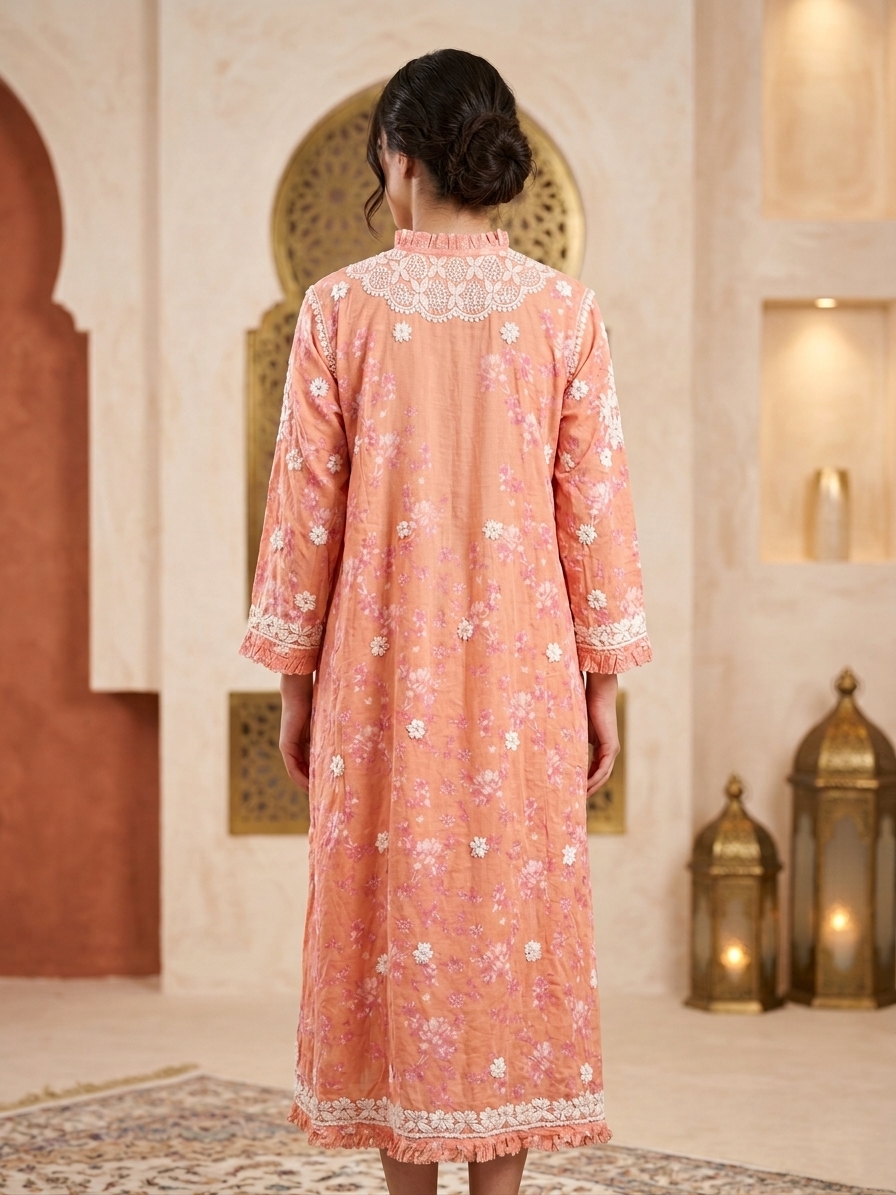 Hand Embroidered Chikankari Mulmul Kurta-AL3883