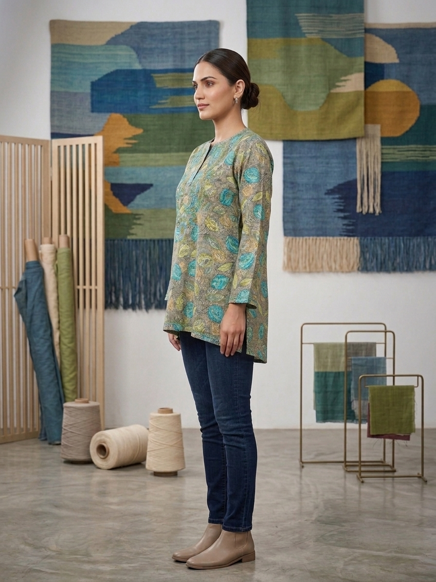 Hand Embroidered Chikankari Crepe Kurti-ALFCRK115