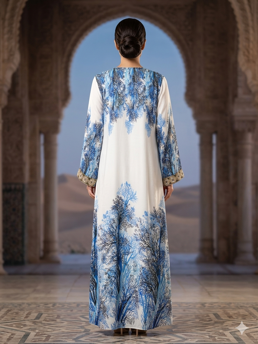 Women Floral Embroidered Chiffon Kaftan-AL3830A