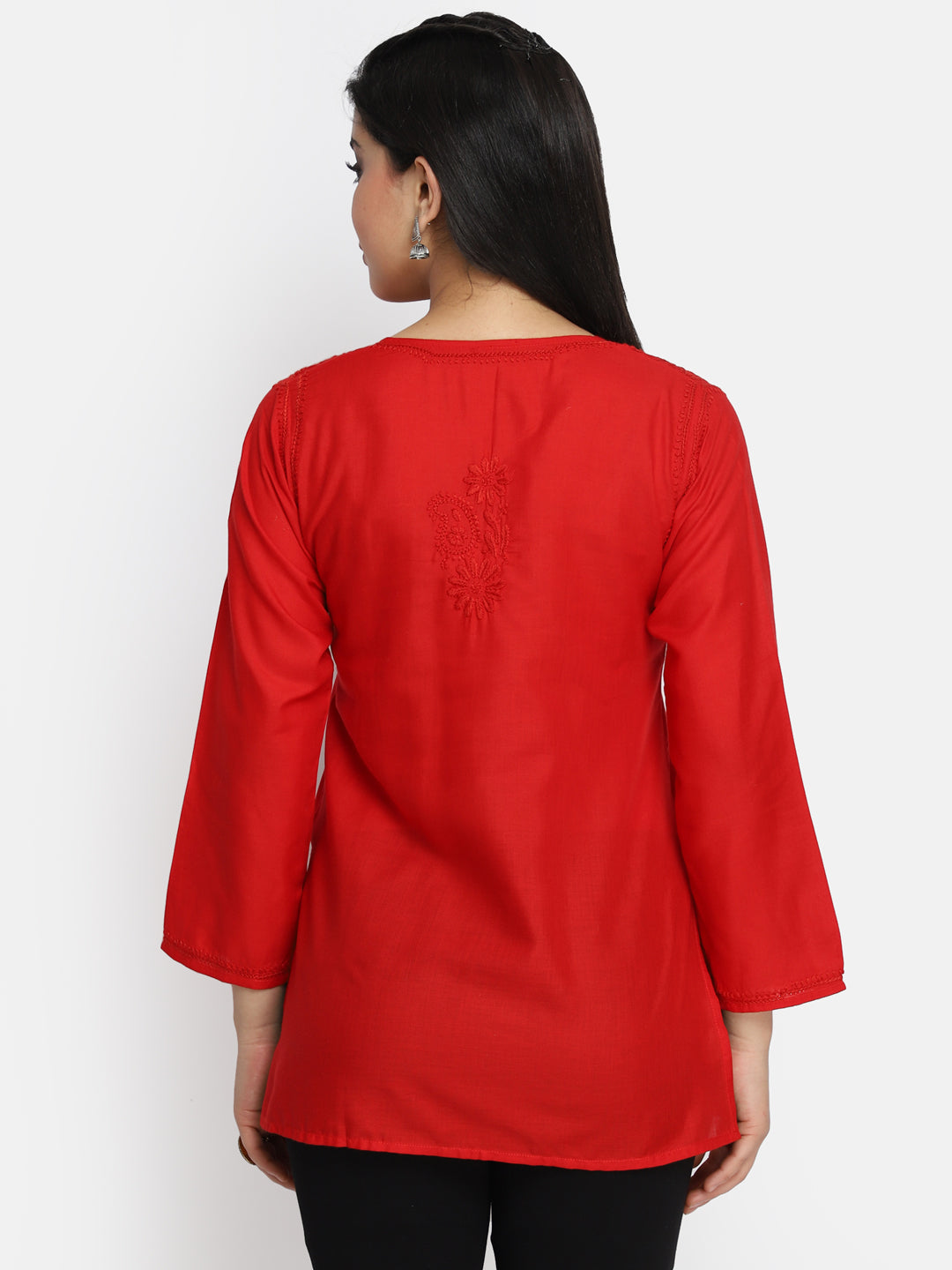 Hand Embroidered Chikankari Cotton Straight Kurti-AL3405