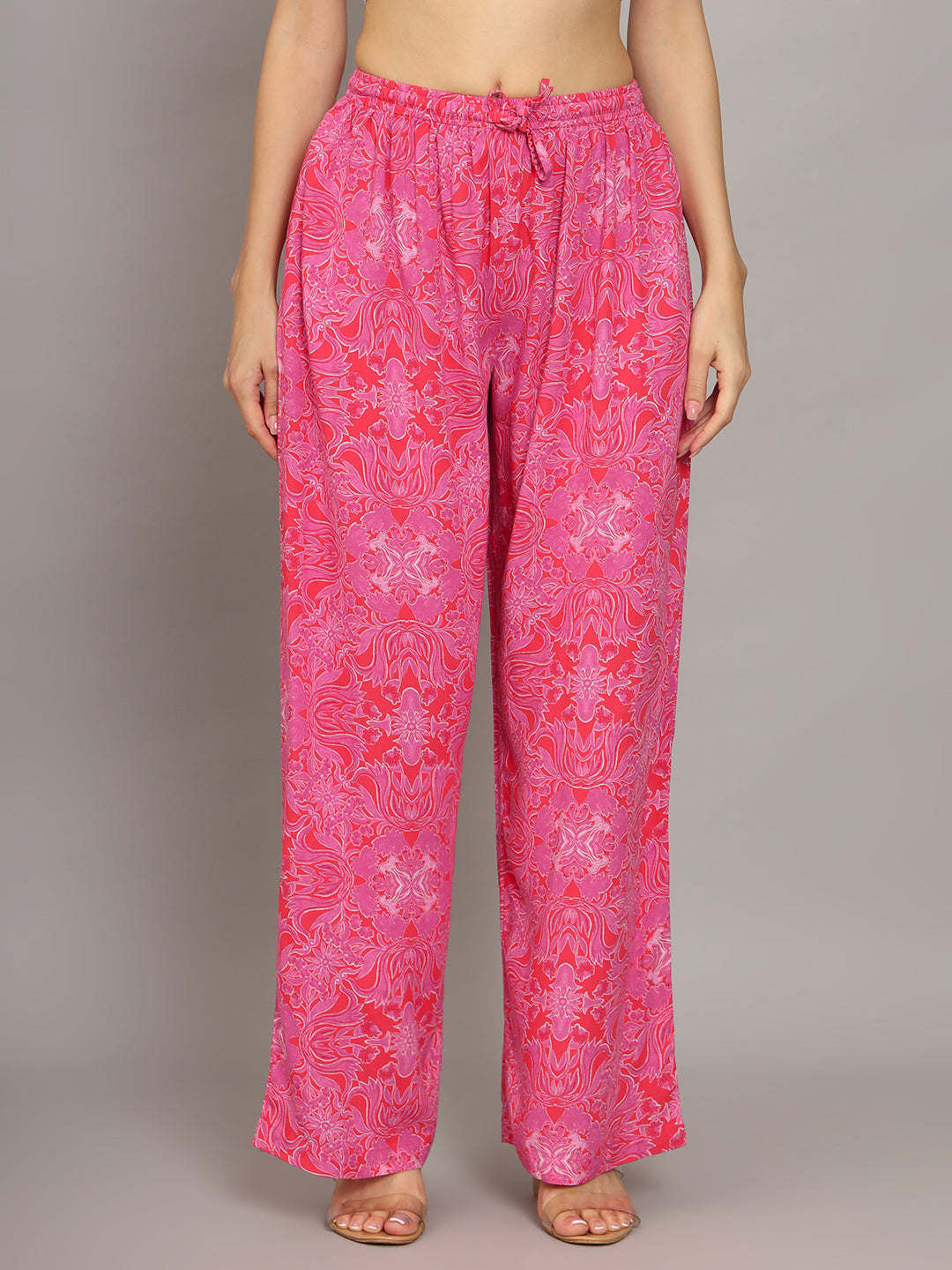 Printed Rayon Co-Ord Set for Women-AL4000 Pink