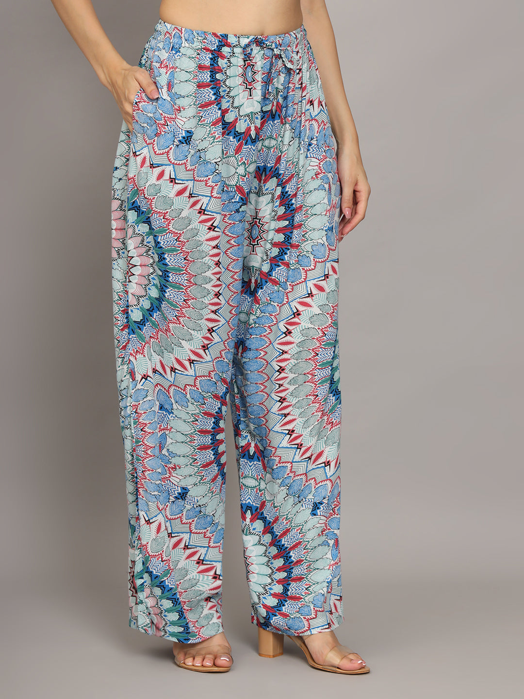 Printed Rayon Co-Ord Set for Women-AL4000 Blue