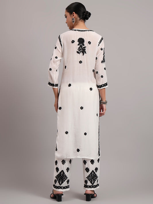Women Hand Embroidered Chikankari Muslin Kurta Set-AL4079KS