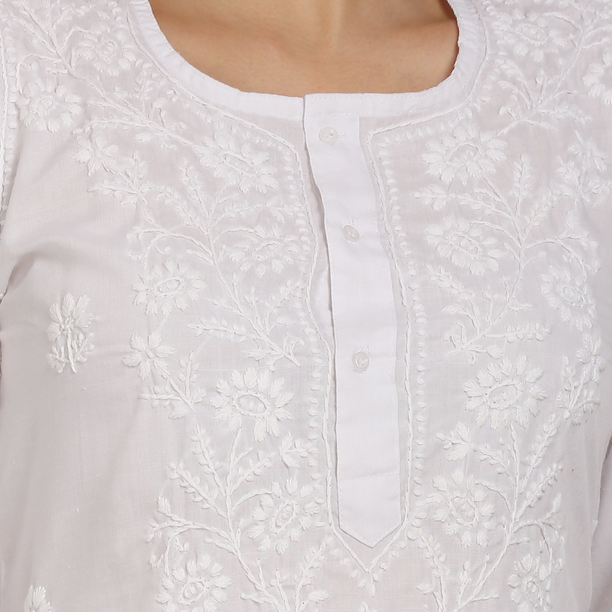 Hand Embroidered Chikankari Cotton Kurta-ALNTV115 New