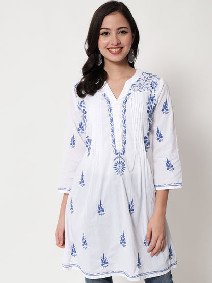 Hand Embroidered Chikankari Cotton A-Line Tunic-AL1958L