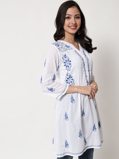 Hand Embroidered Chikankari Cotton A-Line Tunic-AL1958L