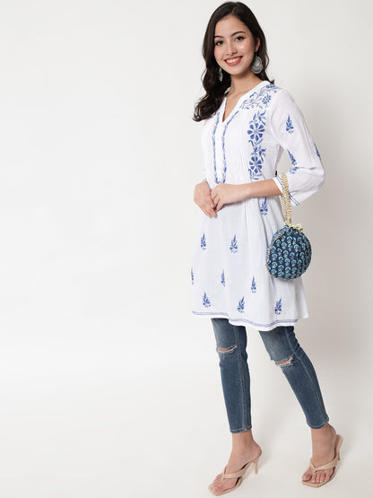 Hand Embroidered Chikankari Cotton A-Line Tunic-AL1958L