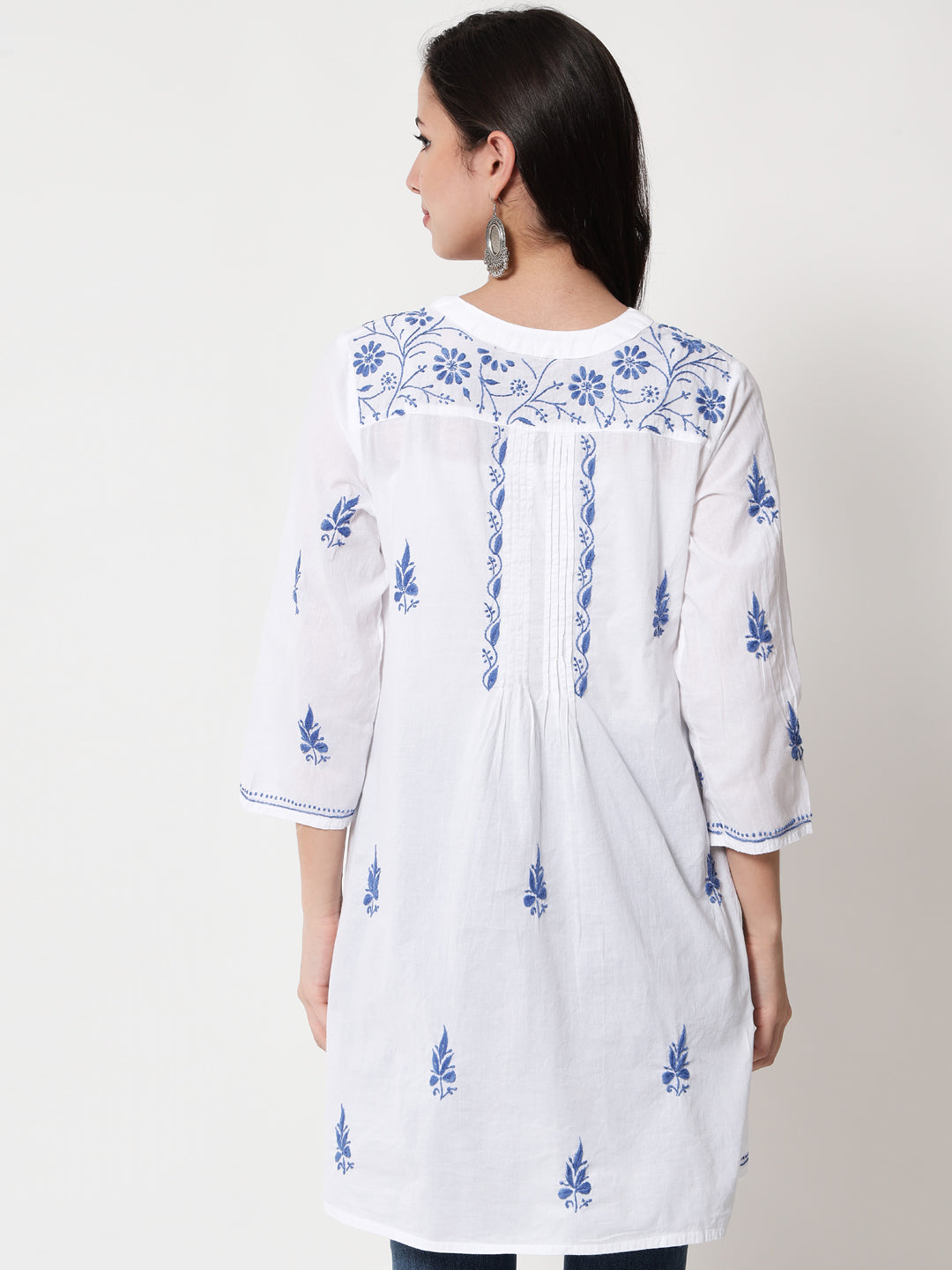 Hand Embroidered Chikankari Cotton A-Line Tunic-AL1958L