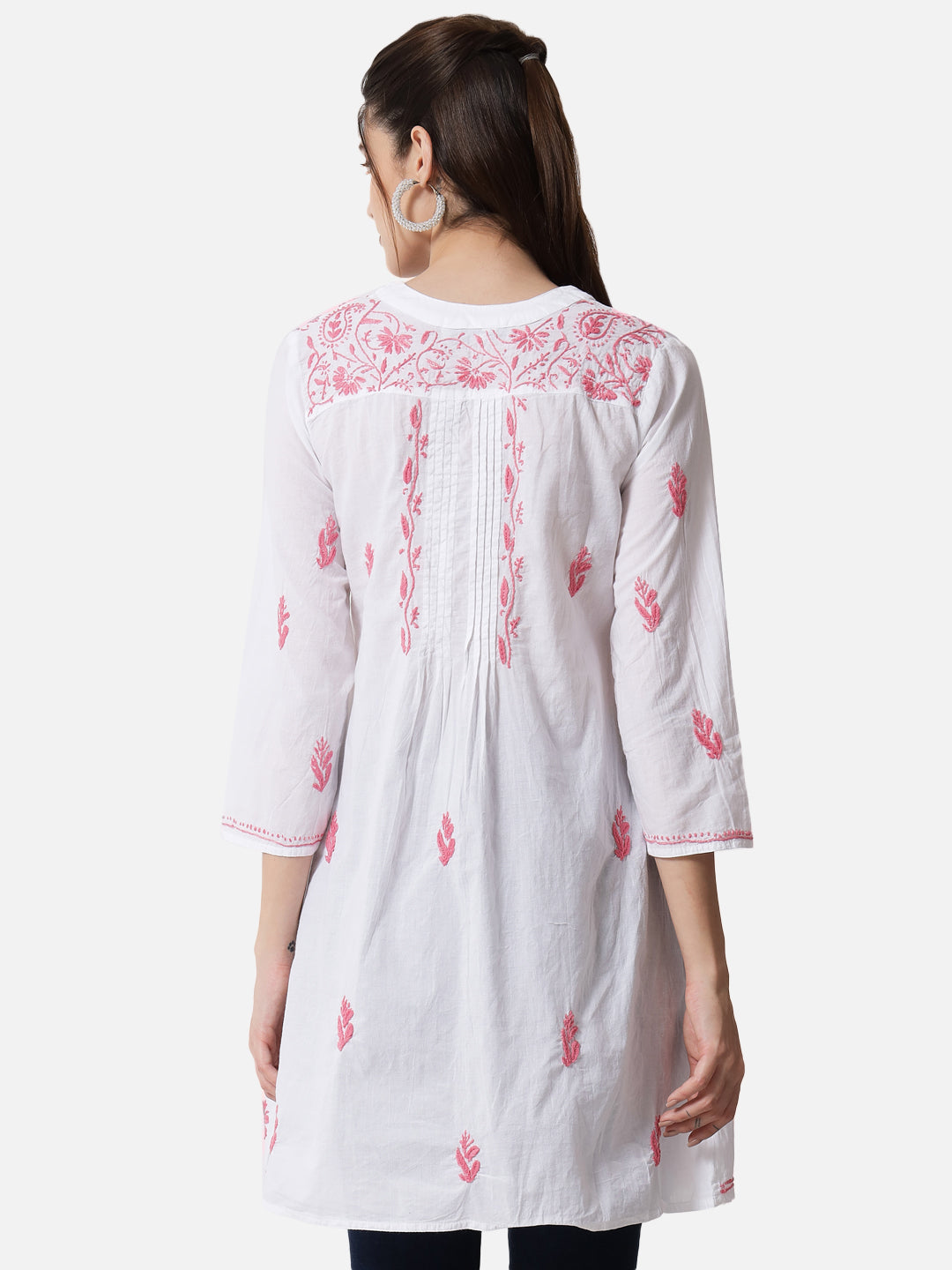 Hand Embroidered Chikankari Cotton A-Line Tunic-AL1958L