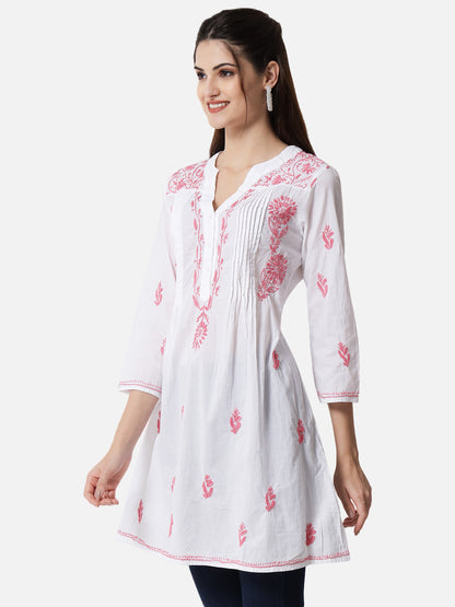 Hand Embroidered Chikankari Cotton A-Line Tunic-AL1958L