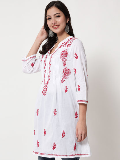 Hand Embroidered Chikankari Cotton A-Line Tunic-AL1958L