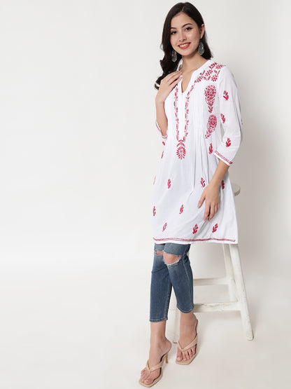 Hand Embroidered Chikankari Cotton A-Line Tunic-AL1958L