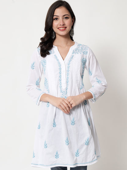 Hand Embroidered Chikankari Cotton A-Line Tunic-AL1958L