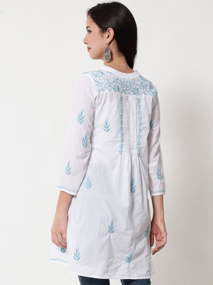 Hand Embroidered Chikankari Cotton A-Line Tunic-AL1958L