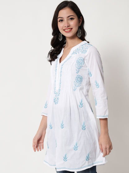 Hand Embroidered Chikankari Cotton A-Line Tunic-AL1958L