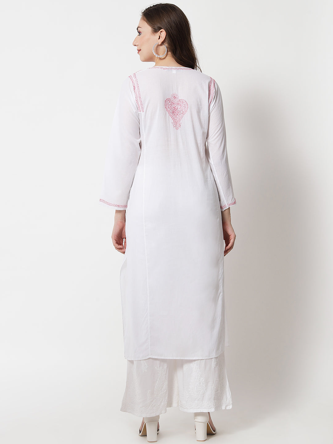 Women Hand Embroidered Chikankari Cotton Kurta-AL3469 New