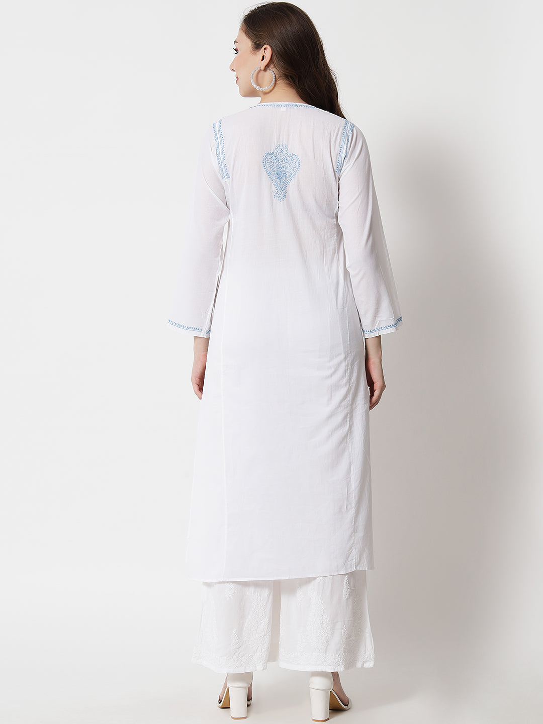 Women Hand Embroidered Chikankari Cotton Kurta-AL3469 New