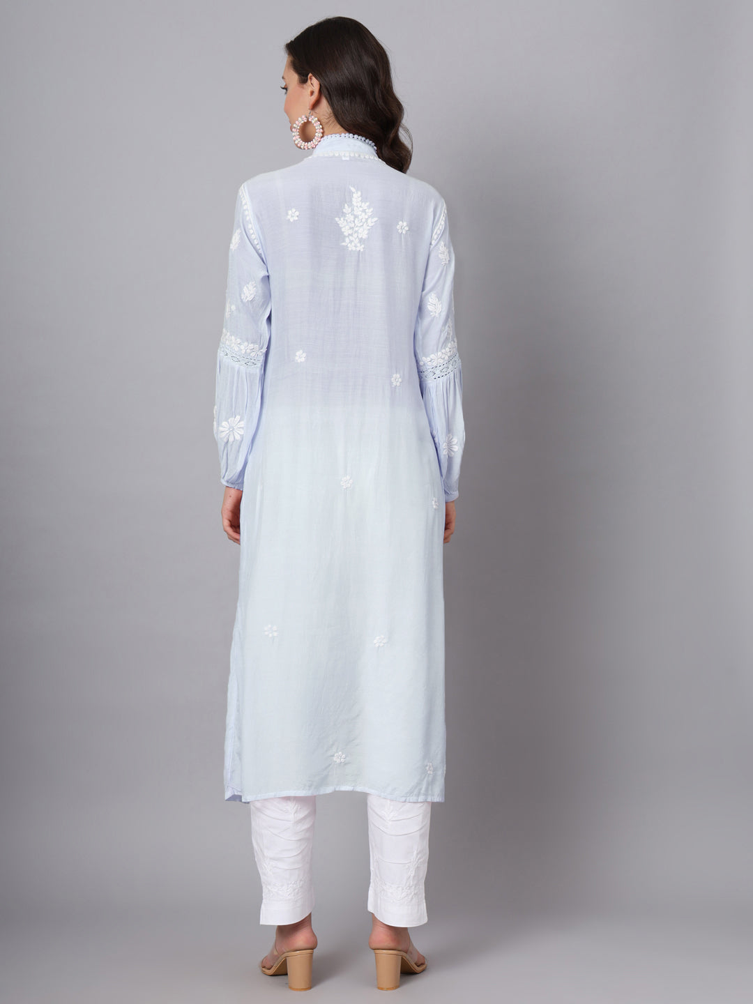 Women Hand Embroidered Chikankari Cotton Kurta-AL3888