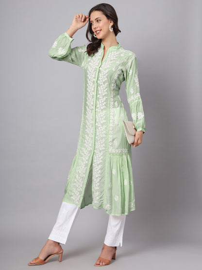 Women Hand Embroidered Chikankari Cotton Kurta-AL3888