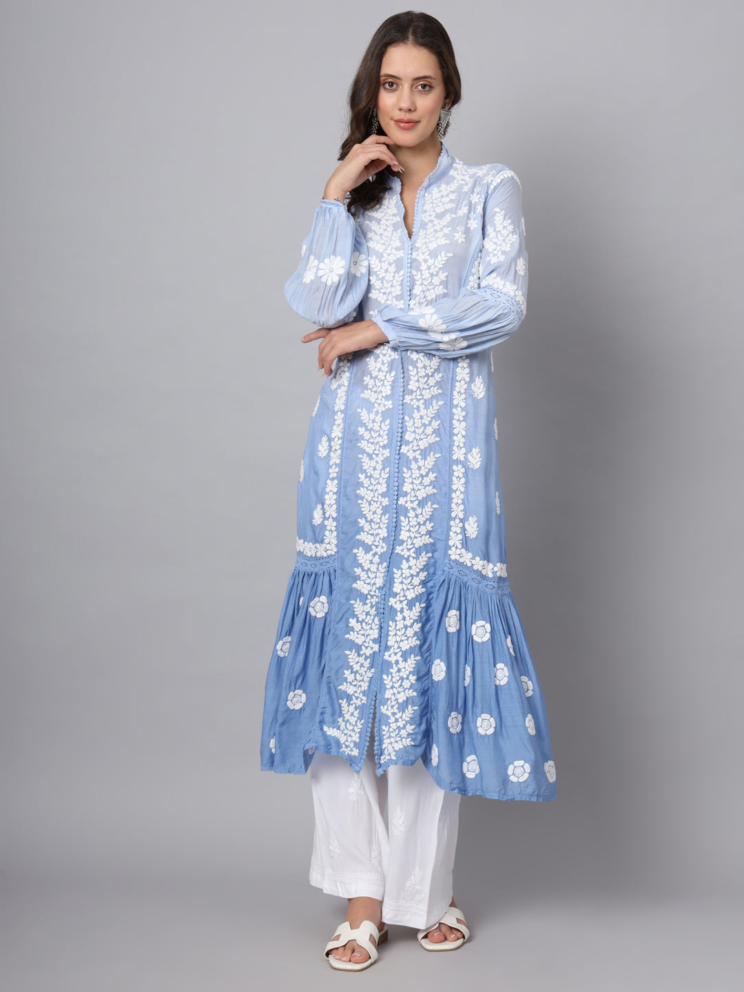 Women Hand Embroidered Chikankari Cotton Kurta-AL3888