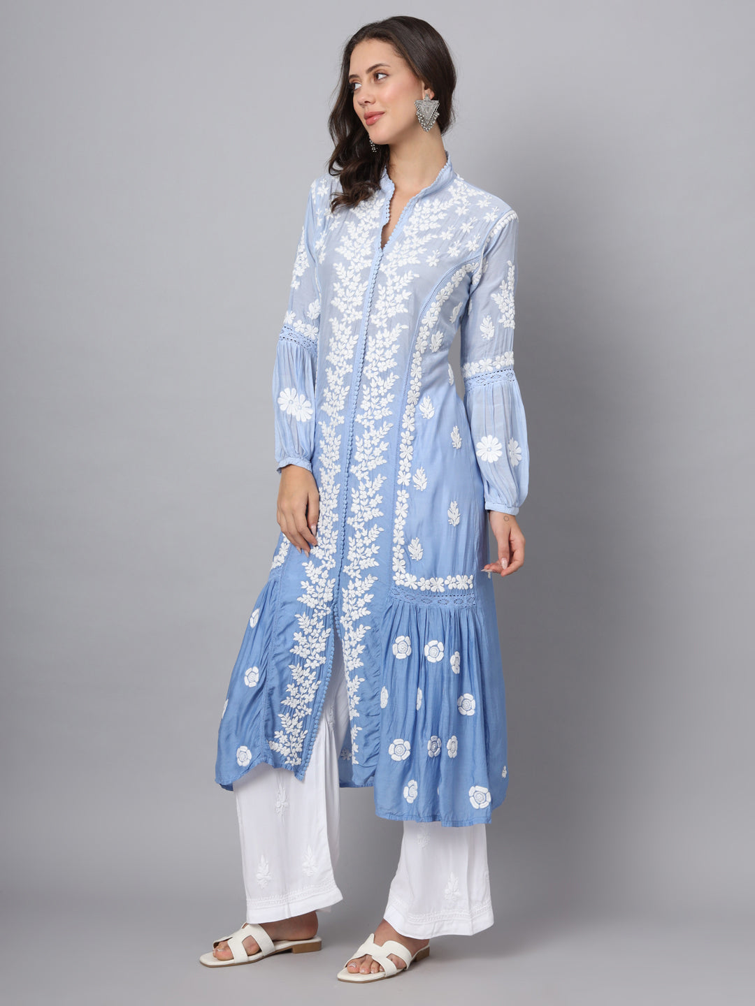 Women Hand Embroidered Chikankari Cotton Kurta-AL3888