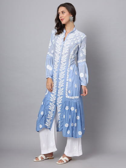 Women Hand Embroidered Chikankari Cotton Kurta-AL3888
