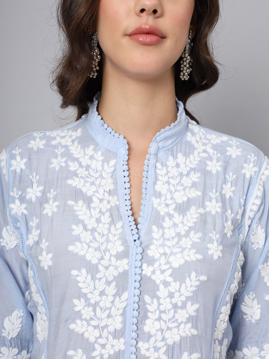 Women Hand Embroidered Chikankari Cotton Kurta-AL3888
