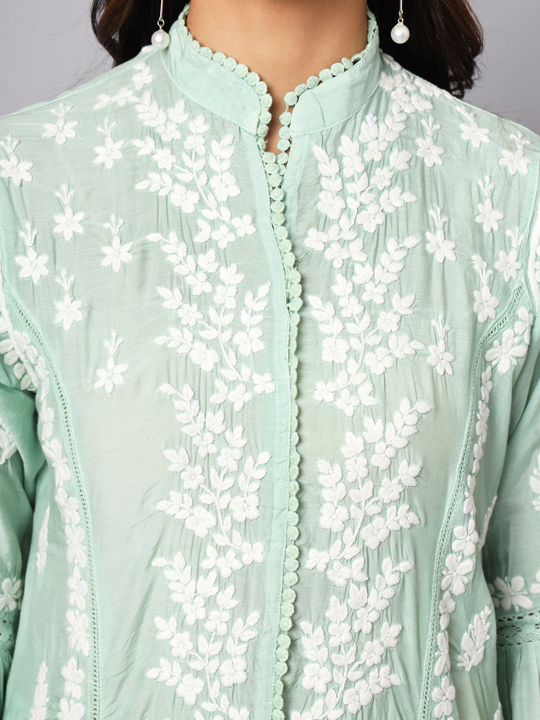 Women Hand Embroidered Chikankari Cotton Kurta-AL3888