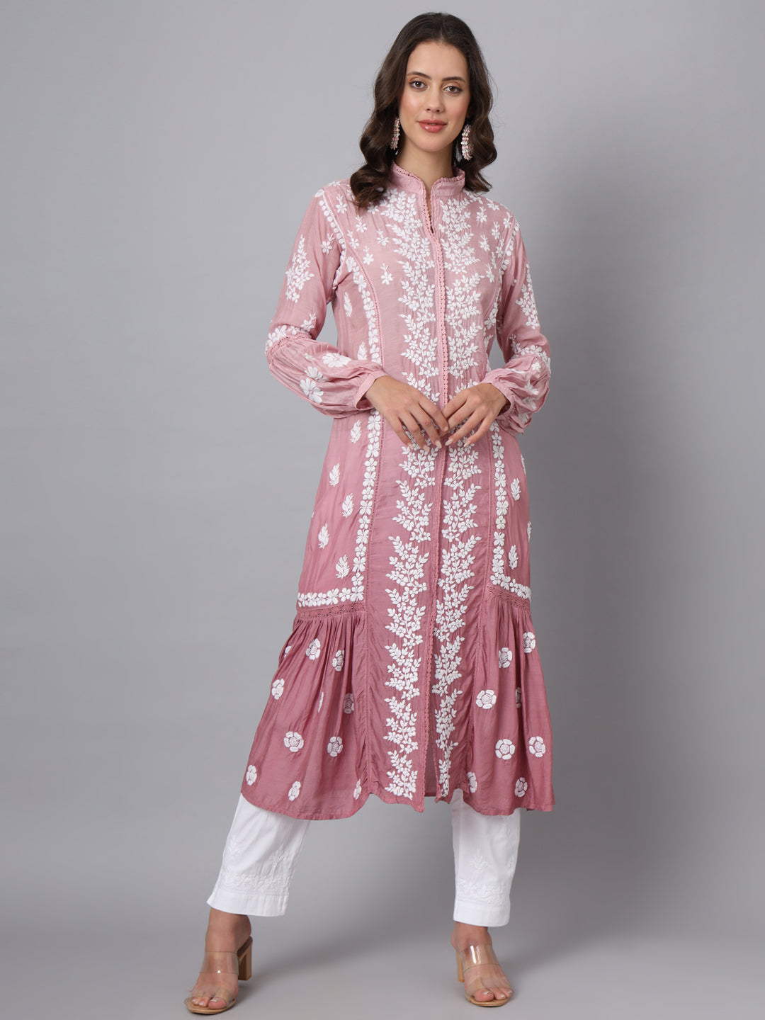 Women Hand Embroidered Chikankari Cotton Kurta-AL3888