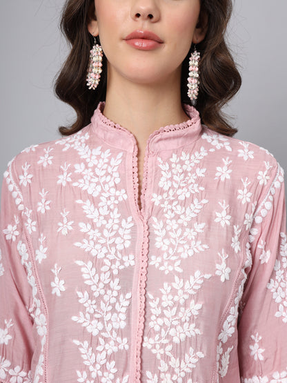 Women Hand Embroidered Chikankari Cotton Kurta-AL3888