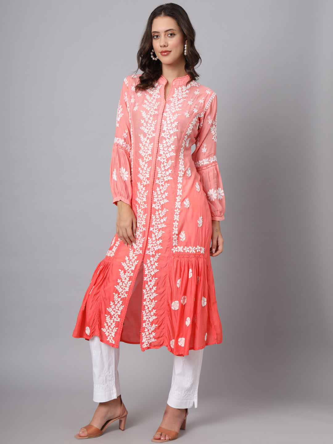 Women Hand Embroidered Chikankari Cotton Kurta-AL3888