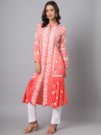 Women Hand Embroidered Chikankari Cotton Kurta-AL3888