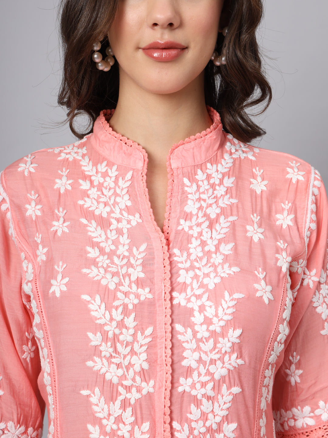 Women Hand Embroidered Chikankari Cotton Kurta-AL3888
