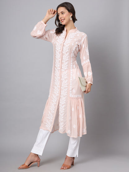 Women Hand Embroidered Chikankari Cotton Kurta-AL3888