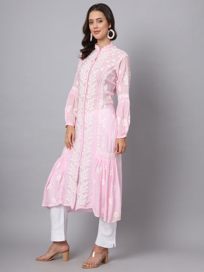 Women Hand Embroidered Chikankari Cotton Kurta-AL3888