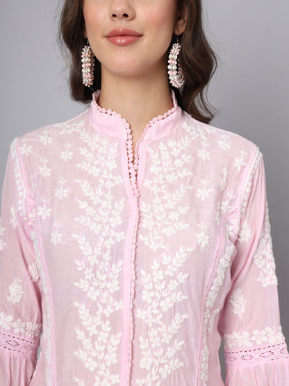 Women Hand Embroidered Chikankari Cotton Kurta-AL3888