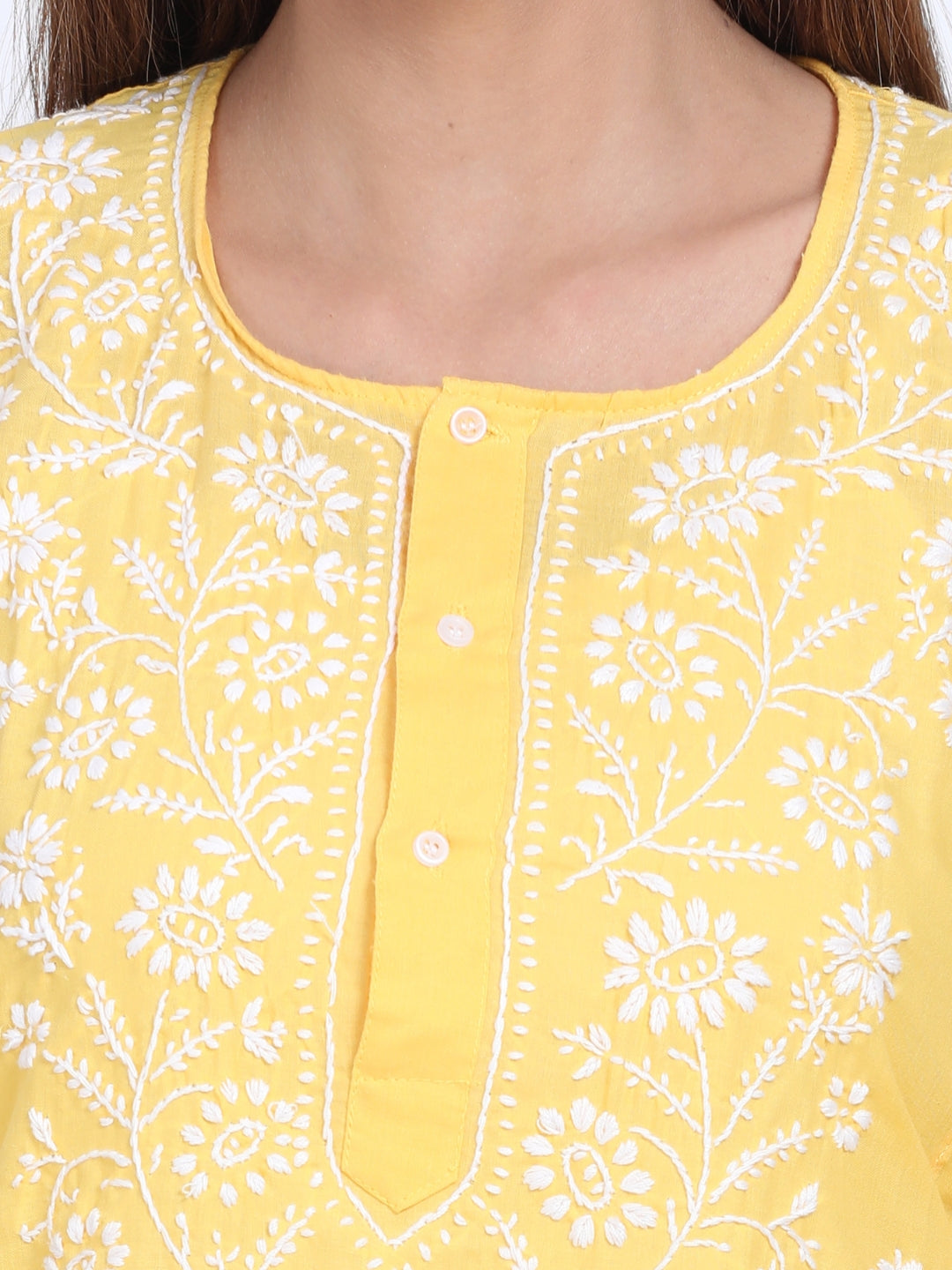 Women Hand Embroidered Chikankari Cotton Kurti-ALSTV115