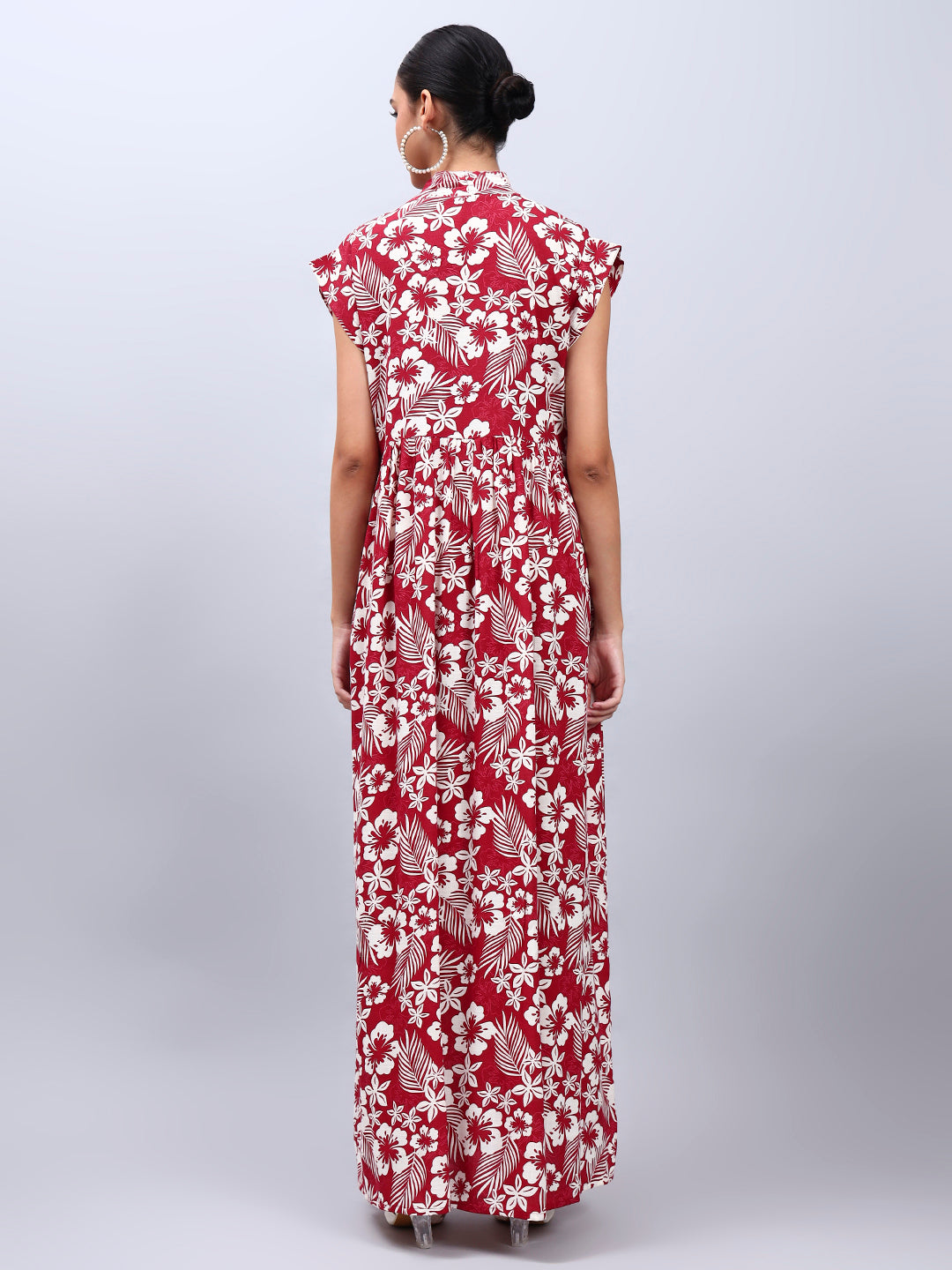 Hand Embroidered Chikankari Cotton Jalabiya-AL3697 Maroon