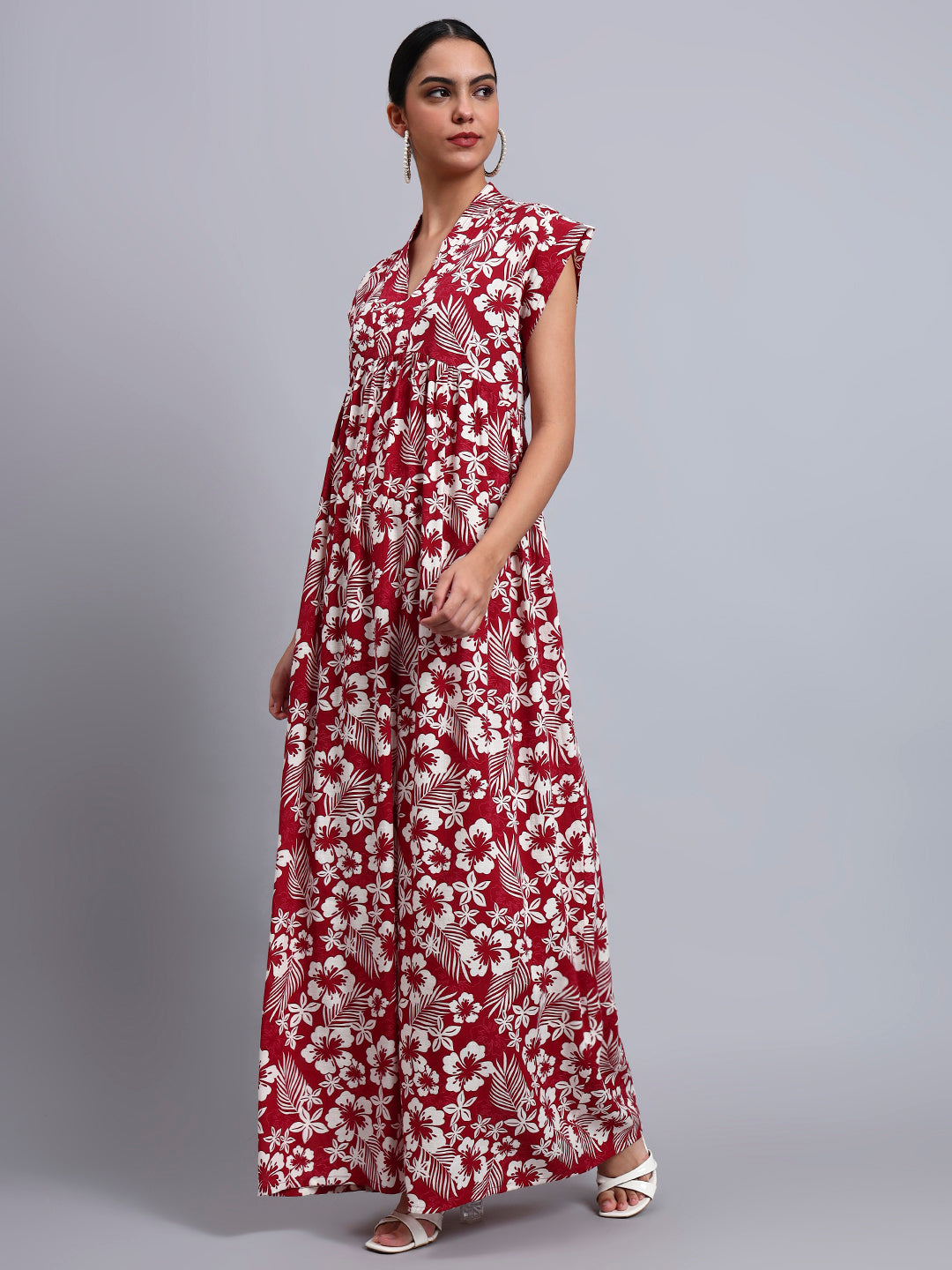 Hand Embroidered Chikankari Cotton Jalabiya-AL3697 Maroon