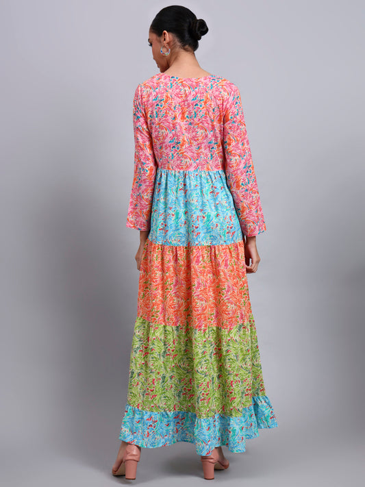 Women Printed  Multicolor Cotton Jalabiya-AL4040